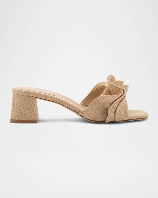 Brigitte Raffia Ruffle Mule Sandals